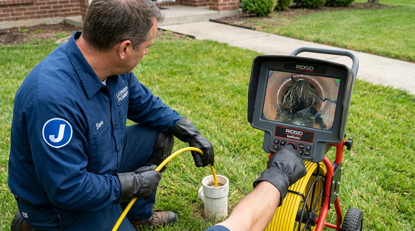 Sewer camera inspection being performed by Johns Plumbing LLC in Townsend